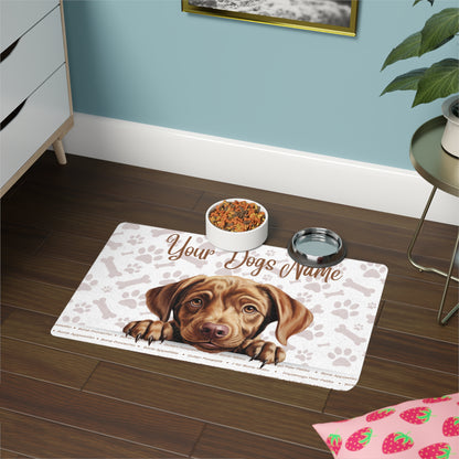 Labrador Retriever Personalized Pet Food Mat, Custom Dog Food Mat, Dog Feeding Mat, Cute Pet Mat, Dog Lovers Gift