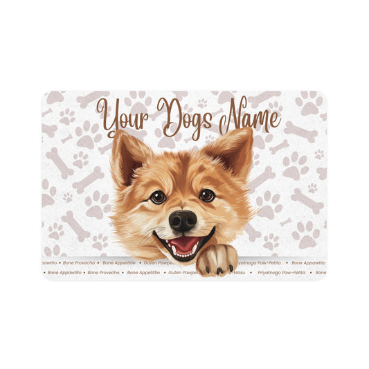 Finnish Spitz Custom Pet Food Mat with Personalized Dog Design, Feeding Mat for Dogs, Cute Pet Décor, Pet Gifts, Stylish Dog Dining Mat