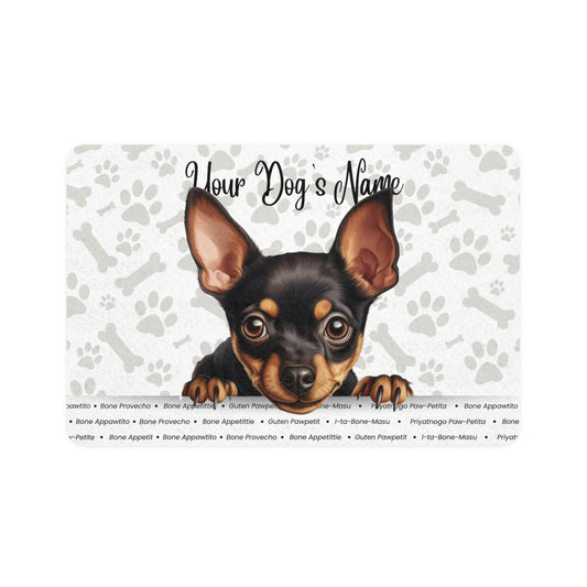 Miniature Pinscher Personalized Pet Food Mat, Custom Dog Food Mat, Dog Feeding Mat, Cute Pet Mat, Dog Lovers Gift
