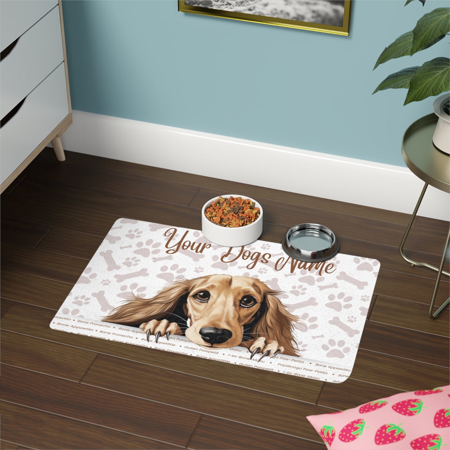 Saluki Personalized Pet Food Mat, Custom Dog Food Mat, Dog Feeding Mat, Cute Pet Mat, Dog Lovers Gift