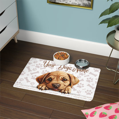 Labrador Bulldog Personalized Pet Food Mat, Custom Dog Food Mat, Dog Feeding Mat, Cute Pet Mat, Dog Lovers Gift