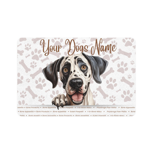 Great Dane Personalized Pet Food Mat with Pet's Name, Customizable Dog Bowl Mat, Cute Dog Food Mat, Unique Pet Gift, Dog Feeding Station
