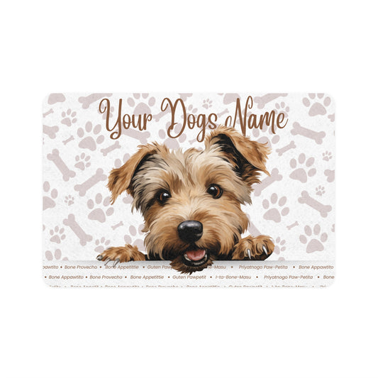 Glen of Imaal Terrier Custom Pet Food Mat with Personalized Name, Pet Mat, Dog Bowl Mat, Dog Feeding Mat, Customizable Pet Accessory