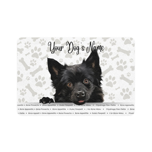 Schipperke Personalized Pet Food Mat, Custom Dog Food Mat, Dog Feeding Mat, Cute Pet Mat, Dog Lovers Gift