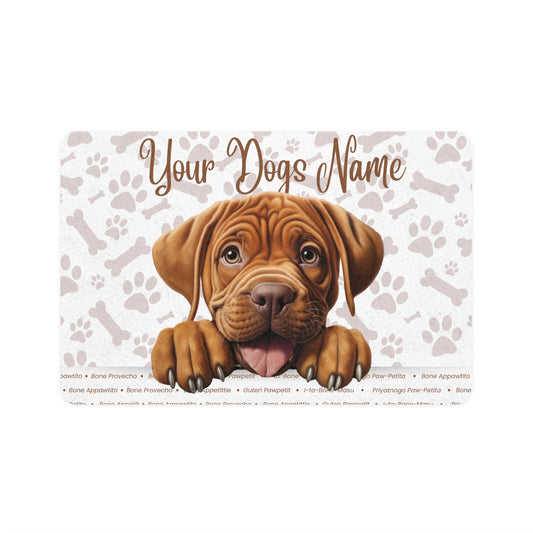 Dogue De Bordeaux Personalized Pet Food Mat for Dogs, Custom Dog Bowl Mat, Dog Feeding Area Decor, Pet Lover Gift, Cute Dog Food Mat