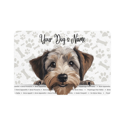 Dandie Dinmont Terrier Personalized Pet Food Mat, Custom Dog Mat, Non-Slip Pet Bowl Mat, Dog Lover Gift, Dog Feeding Station, Cute Dog Design