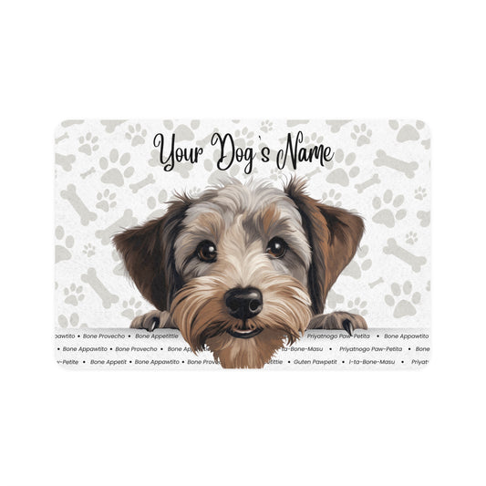 Dandie Dinmont Terrier Personalized Pet Food Mat, Custom Dog Mat, Non-Slip Pet Bowl Mat, Dog Lover Gift, Dog Feeding Station, Cute Dog Design