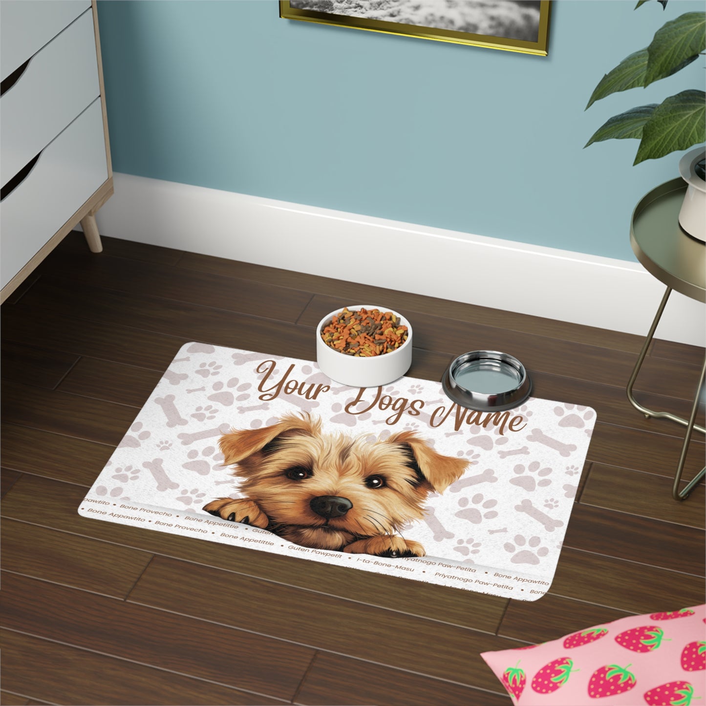 Norfolk Terrier Personalized Pet Food Mat, Custom Dog Food Mat, Dog Feeding Mat, Cute Pet Mat, Dog Lovers Gift