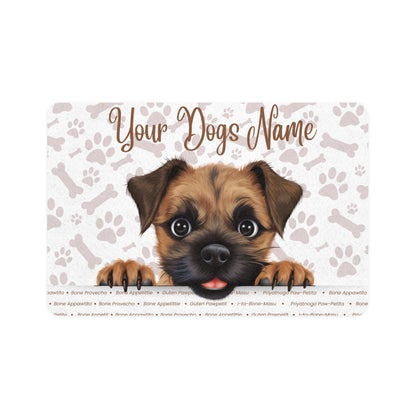 Border Terrier Personalized Pet Food Mat for Dogs, Customized Dog Bowl Mat, Cute Dog Decor, Pet Gifts, Paw Print Design