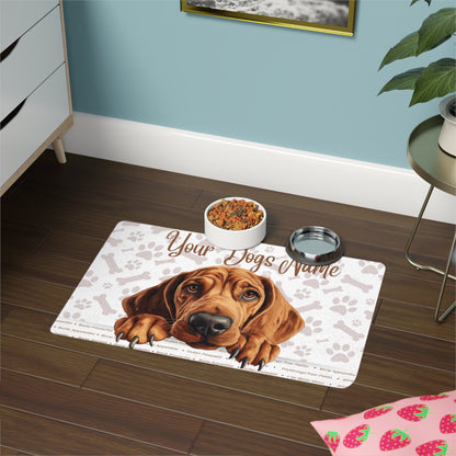 Redbone Coonhound Personalized Pet Food Mat, Custom Dog Food Mat, Dog Feeding Mat, Cute Pet Mat, Dog Lovers Gift