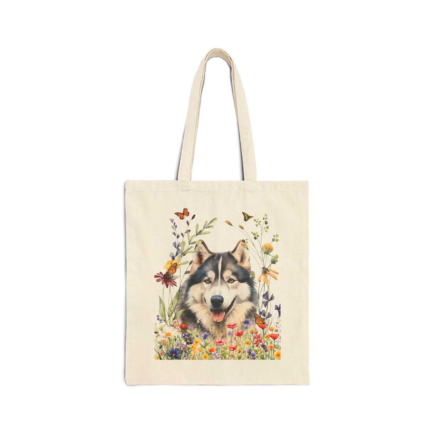 Alaskan Malamute Floral Dog Canvas Tote