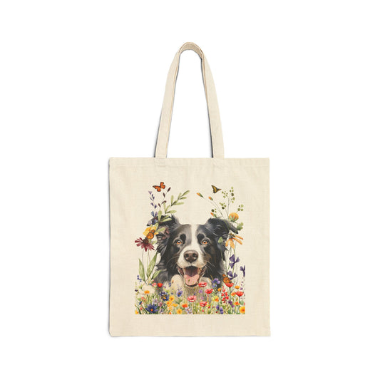 Border Collie Canvas Tote Bag