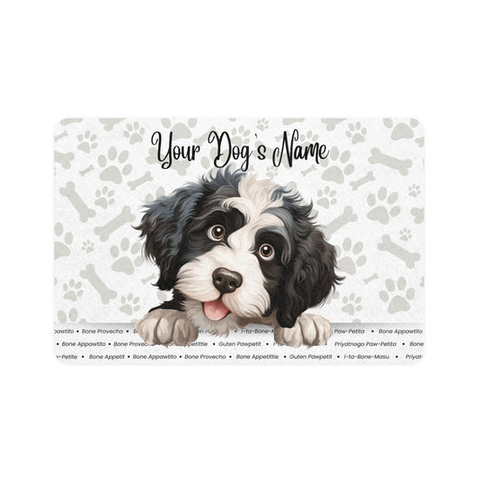 Portuguese Water Dog Personalized Pet Food Mat, Custom Dog Food Mat, Dog Feeding Mat, Cute Pet Mat, Dog Lovers Gift