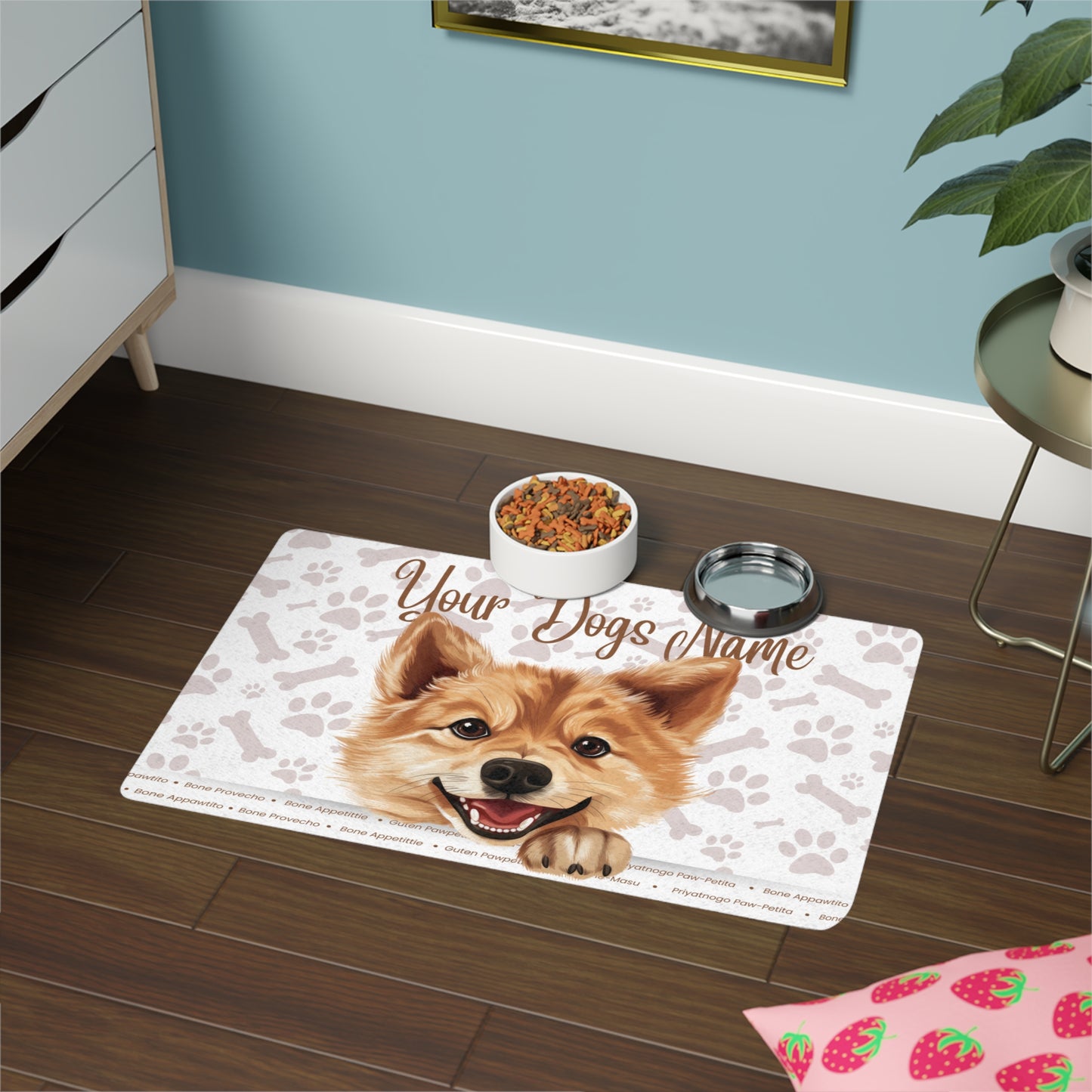 Finnish Spitz Custom Pet Food Mat with Personalized Dog Design, Feeding Mat for Dogs, Cute Pet Décor, Pet Gifts, Stylish Dog Dining Mat