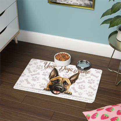 Belgian Malinois Personalized Pet Food Mat for Dogs, Custom Dog Feeding Station, Dog Bowl Mat, Pet Decor, Gift for Dog Lovers