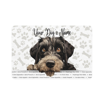 Giant Schnauzer Personalized Pet Food Mat, Custom Dog Feeding Mat, Paw Print Dog Dish Mat, Pet Gift for Dog Lovers, Dog Owner Essentials