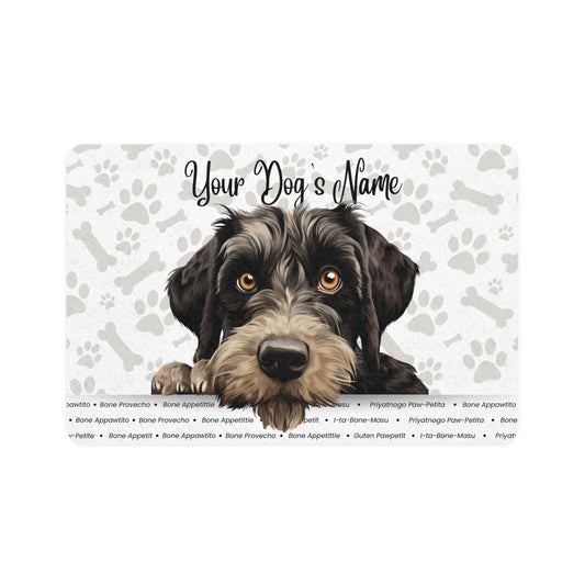 Giant Schnauzer Personalized Pet Food Mat, Custom Dog Feeding Mat, Paw Print Dog Dish Mat, Pet Gift for Dog Lovers, Dog Owner Essentials