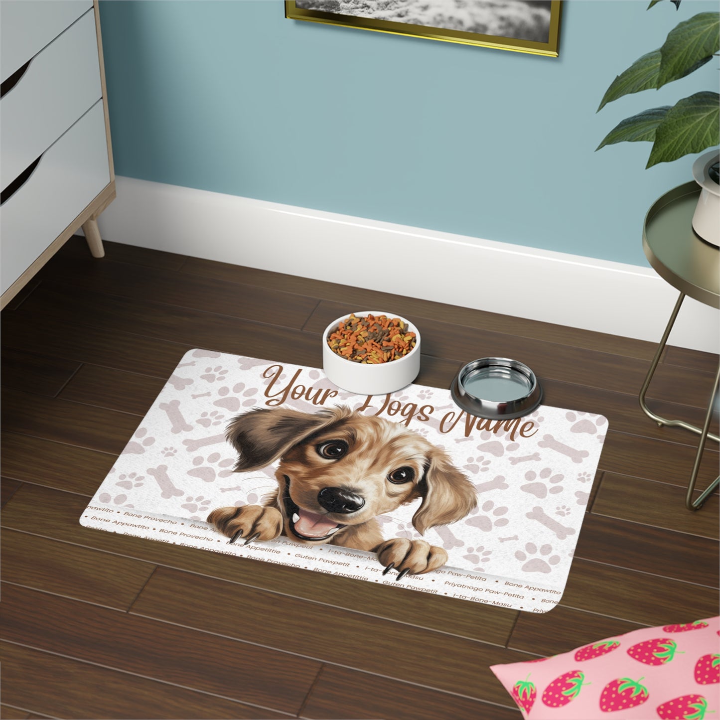 Sloughi Personalized Pet Food Mat, Custom Dog Food Mat, Dog Feeding Mat, Cute Pet Mat, Dog Lovers Gift