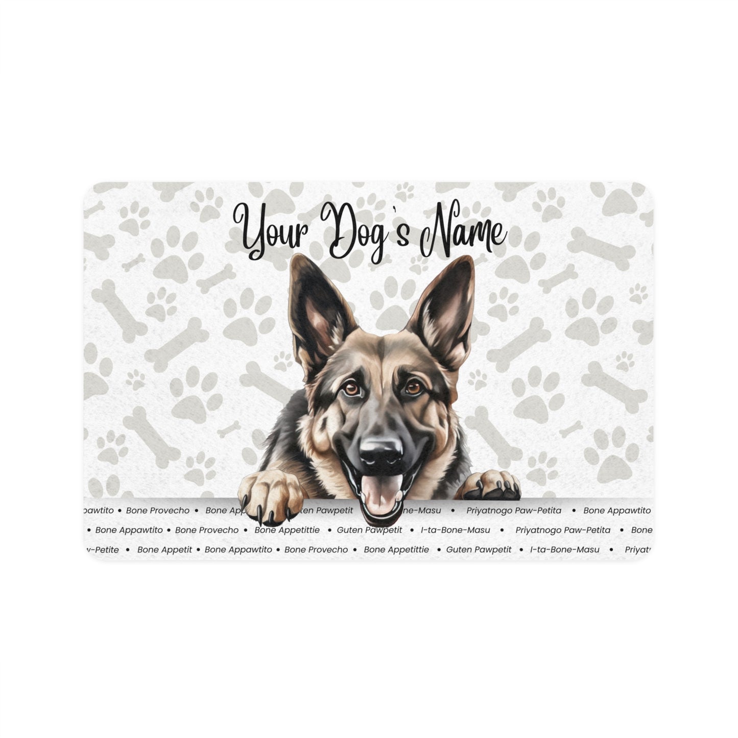German Shepherd Personalized Pet Food Mat for Dogs, Custom Pet Mat, Dog Feeding Mat, Durable Dog Placemats, Home Pet Accessories