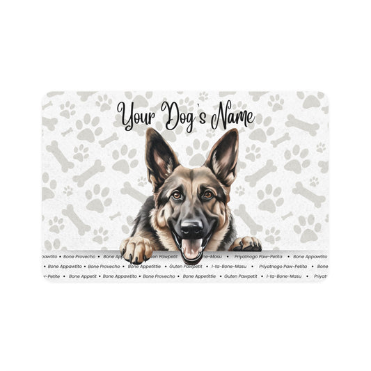 German Shepherd Personalized Pet Food Mat for Dogs, Custom Pet Mat, Dog Feeding Mat, Durable Dog Placemats, Home Pet Accessories