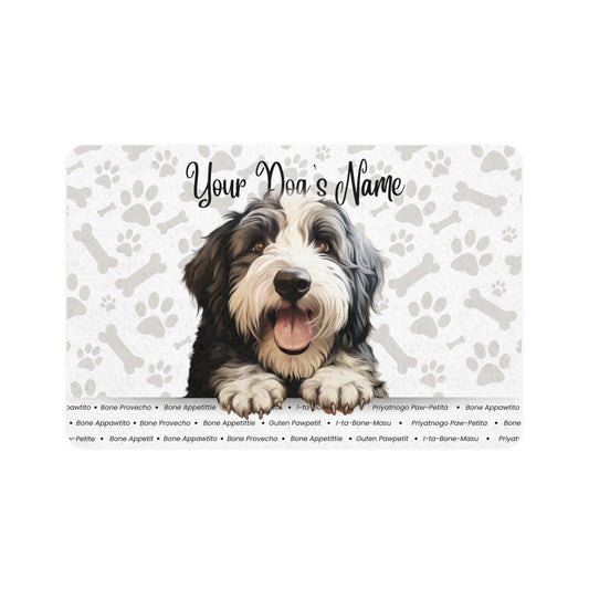 Old English Sheep Dog Personalized Pet Food Mat, Custom Dog Food Mat, Dog Feeding Mat, Cute Pet Mat, Dog Lovers Gift