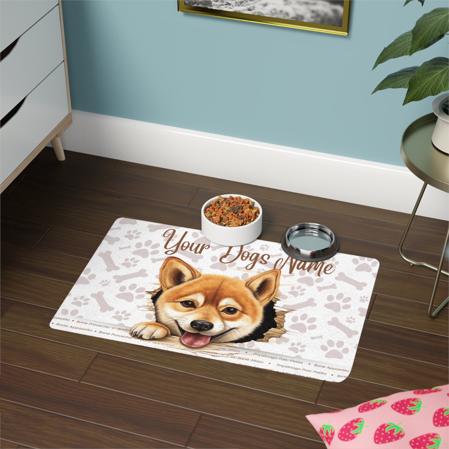 Shiba Inu Personalized Pet Food Mat, Custom Dog Food Mat, Dog Feeding Mat, Cute Pet Mat, Dog Lovers Gift