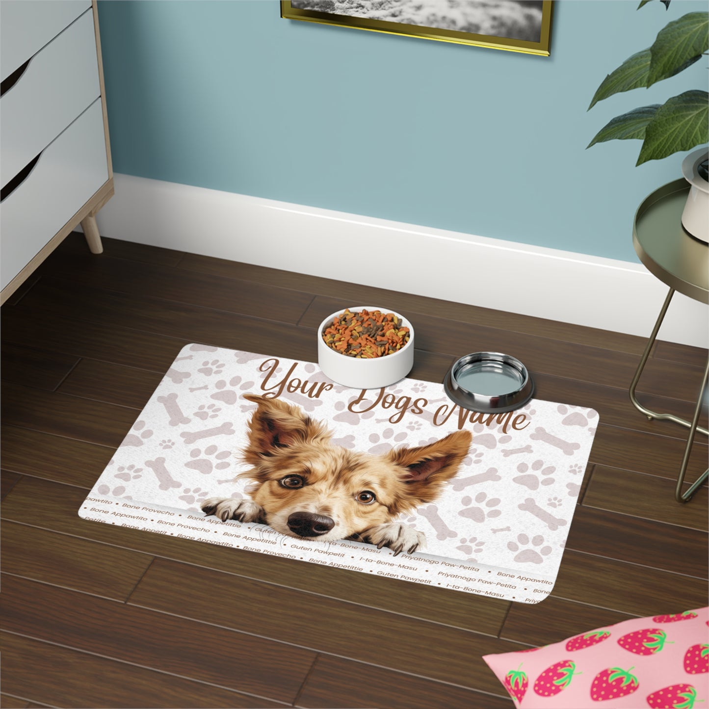 Portuguese Podengo Pequeno Pet Food Mat (12x18Personalized Pet Food Mat, Custom Dog Food Mat, Dog Feeding Mat, Cute Pet Mat, Dog Lovers Gift