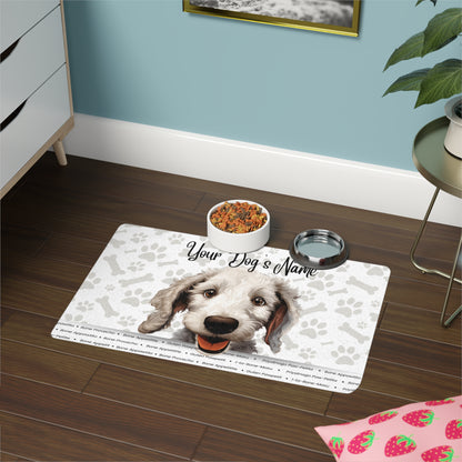Bedlington Terrier Personalized Pet Food Mat, Custom Dog Feeding Mat, Dog Bowl Mat, Cute Pet Decor, Dog Lover Gift, Non-slip Pet Mat