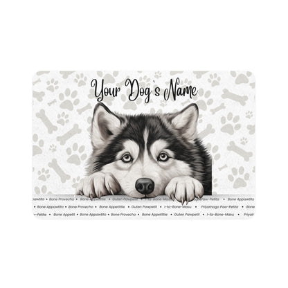 Alaskan Malamute Personalized Dog Feeding Mat - Custom Pet Food Mat, Dog Bowl Place Mat, Non-Slip Pet Accessory, Cute Dog Decor, Dog Lover Gift