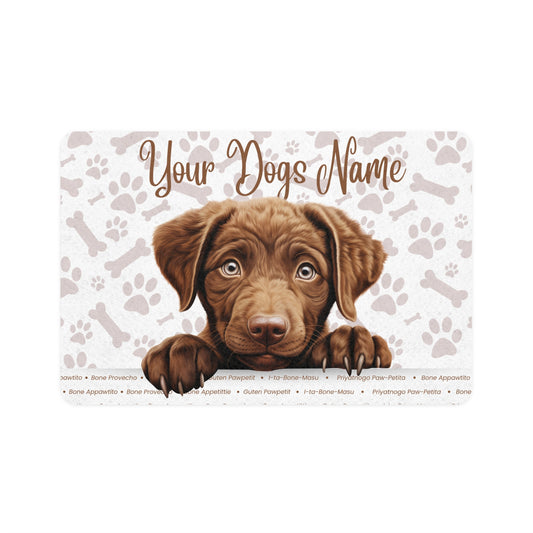 Chesapeake Bay Retriever Personalized Pet Food Mat, Custom Dog Feeding Mat, Dog Bowl Mat, Dog Decor, Puppy Gift, Pet Lover Gift
