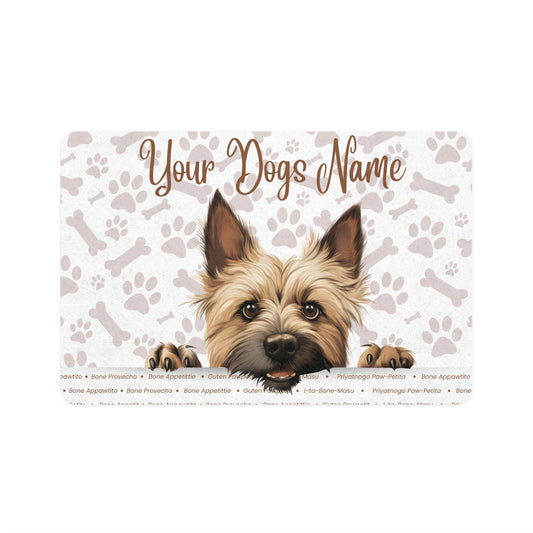 Cairn Terrier Custom Pet Food Mat for Dogs, Personalized Dog Feeding Station, Cute Pet Decor, Non-Slip Pet Mat, Dog Lover Gift