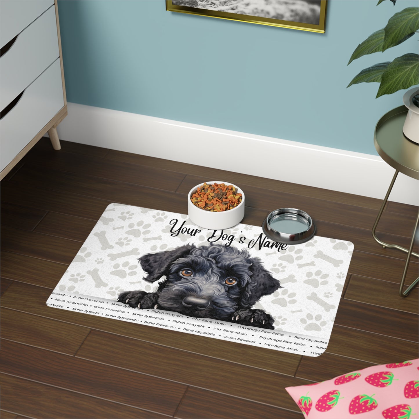 Kerry Blue Terrier Personalized Pet Food Mat, Custom Dog Food Mat, Dog Feeding Mat, Cute Pet Mat, Dog Lovers Gift