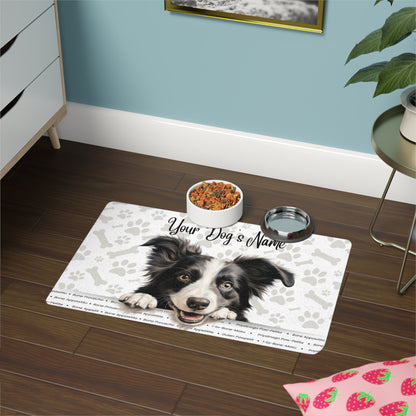 Bearded Collie Personalized Pet Food Mat - Custom Dog Feeding Station, Dog Accessories, Unique Pet Gift, Kitchen Decor, Pet Lover Gift