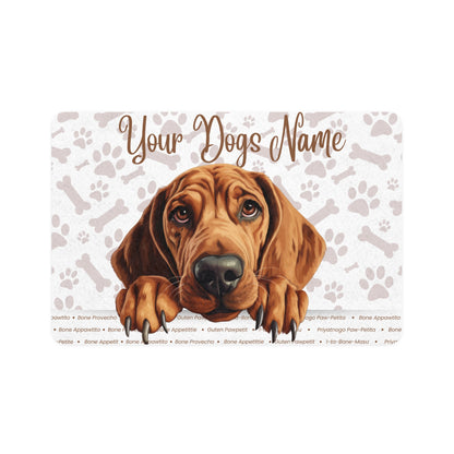 Redbone Coonhound Personalized Pet Food Mat, Custom Dog Food Mat, Dog Feeding Mat, Cute Pet Mat, Dog Lovers Gift