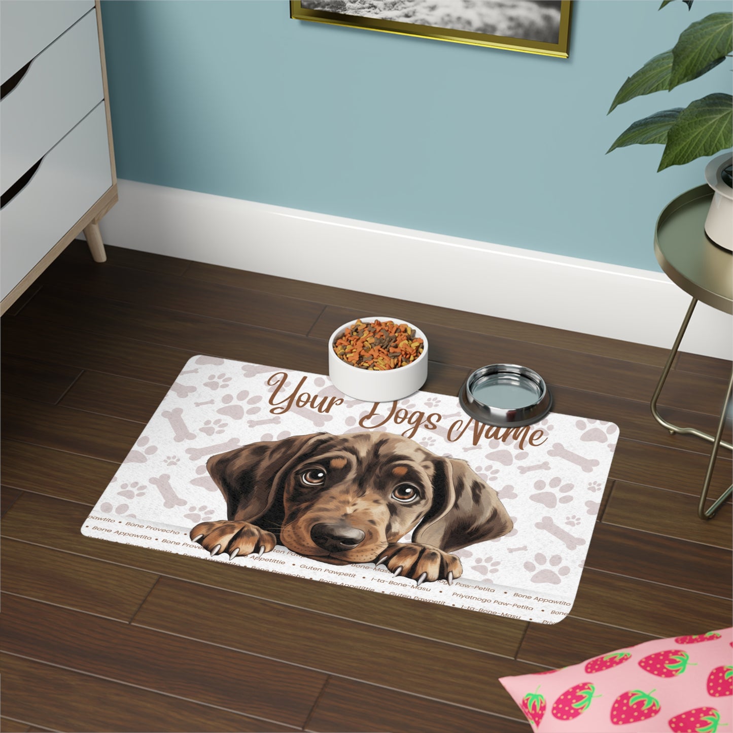 Plott Hound Personalized Pet Food Mat, Custom Dog Food Mat, Dog Feeding Mat, Cute Pet Mat, Dog Lovers Gift