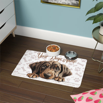 Plott Hound Personalized Pet Food Mat, Custom Dog Food Mat, Dog Feeding Mat, Cute Pet Mat, Dog Lovers Gift
