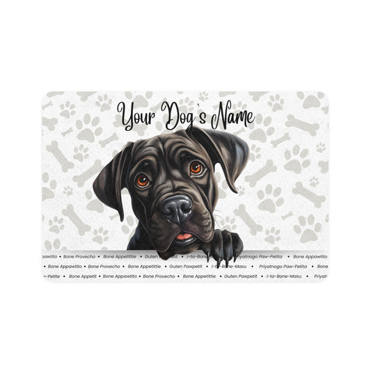 Cane Corso Personalized Pet Food Mat, Custom Dog Feeding Tray, Non-Slip Pet Dish Mat, Dog Lover Gift, Stylish Dog Accessory