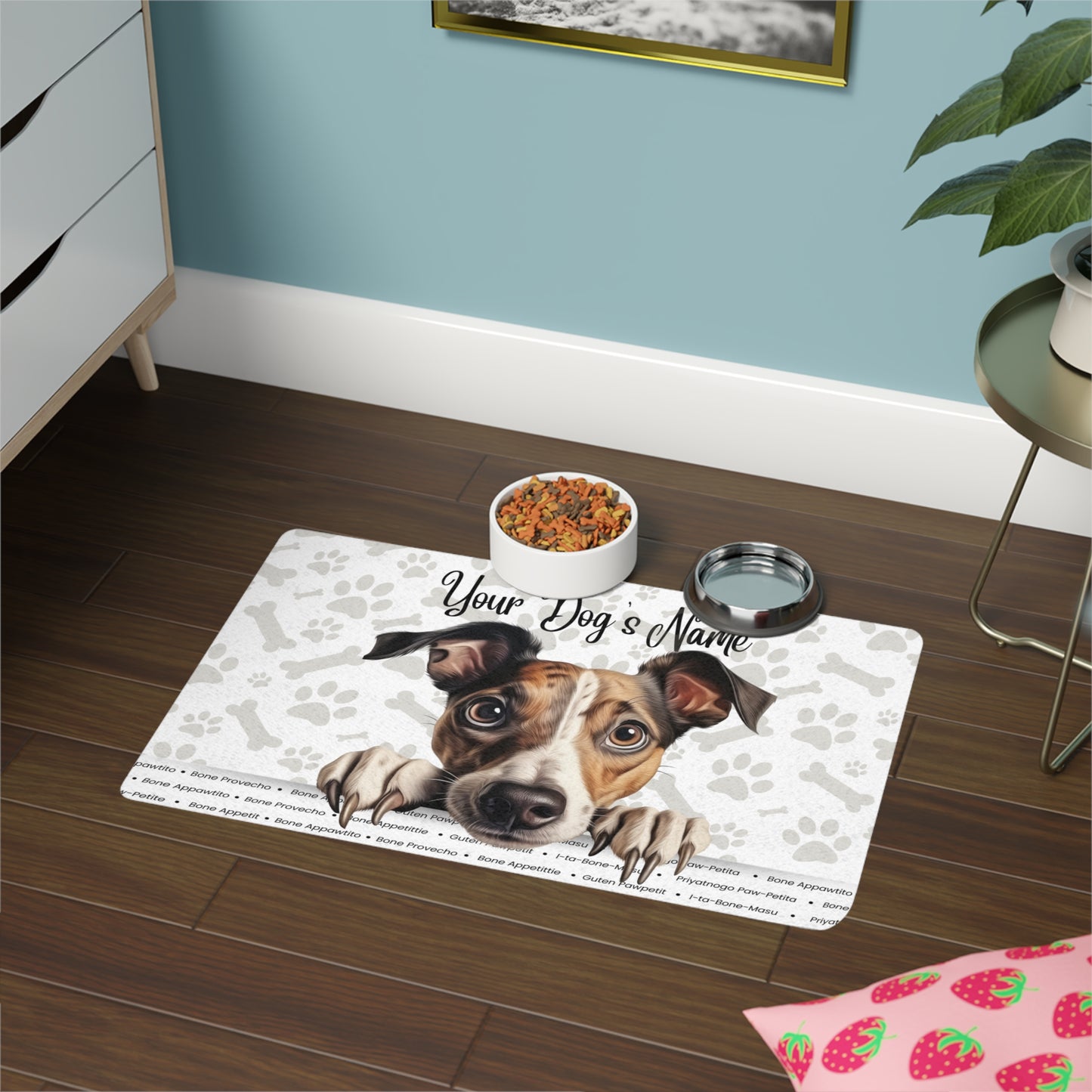 Greyhound Personalized Dog Food Mat with Custom Name, Pet Feeding Mat, Dog Dish Mat, Dog Lover Gift, Pet Decor