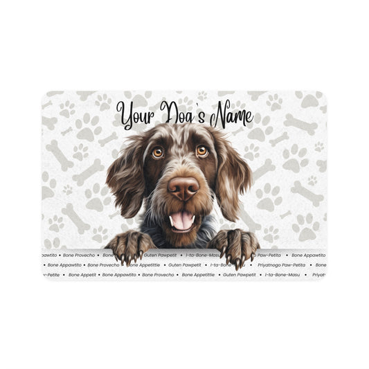 German Wirehaired Pointer Personalized Pet Food Mat with Custom Name, Dog Feeding Mat, Cat Food Tray, Home Decor for Pet Lovers, Gift for Dog Owners