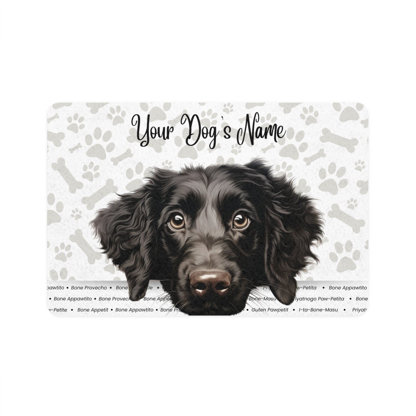 Curley Coated Retriever Personalized Pet Food Mat, Dog Bowl Mat, Custom Pet Mat, Dog Feeding Station, Pet Decor, Gift for Pet Lovers