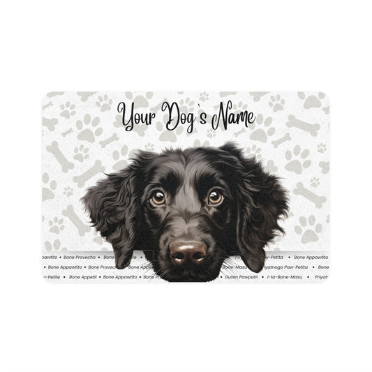 Curley Coated Retriever Personalized Pet Food Mat, Dog Bowl Mat, Custom Pet Mat, Dog Feeding Station, Pet Decor, Gift for Pet Lovers