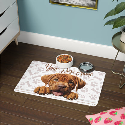 Dogue De Bordeaux Personalized Pet Food Mat for Dogs, Custom Dog Bowl Mat, Dog Feeding Area Decor, Pet Lover Gift, Cute Dog Food Mat