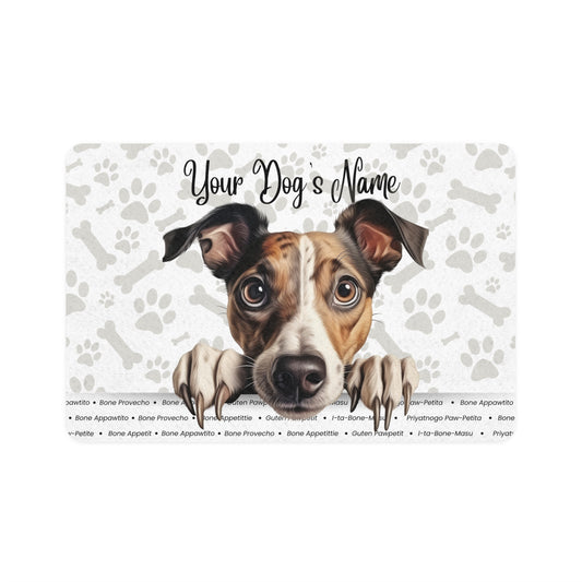 Greyhound Personalized Dog Food Mat with Custom Name, Pet Feeding Mat, Dog Dish Mat, Dog Lover Gift, Pet Decor