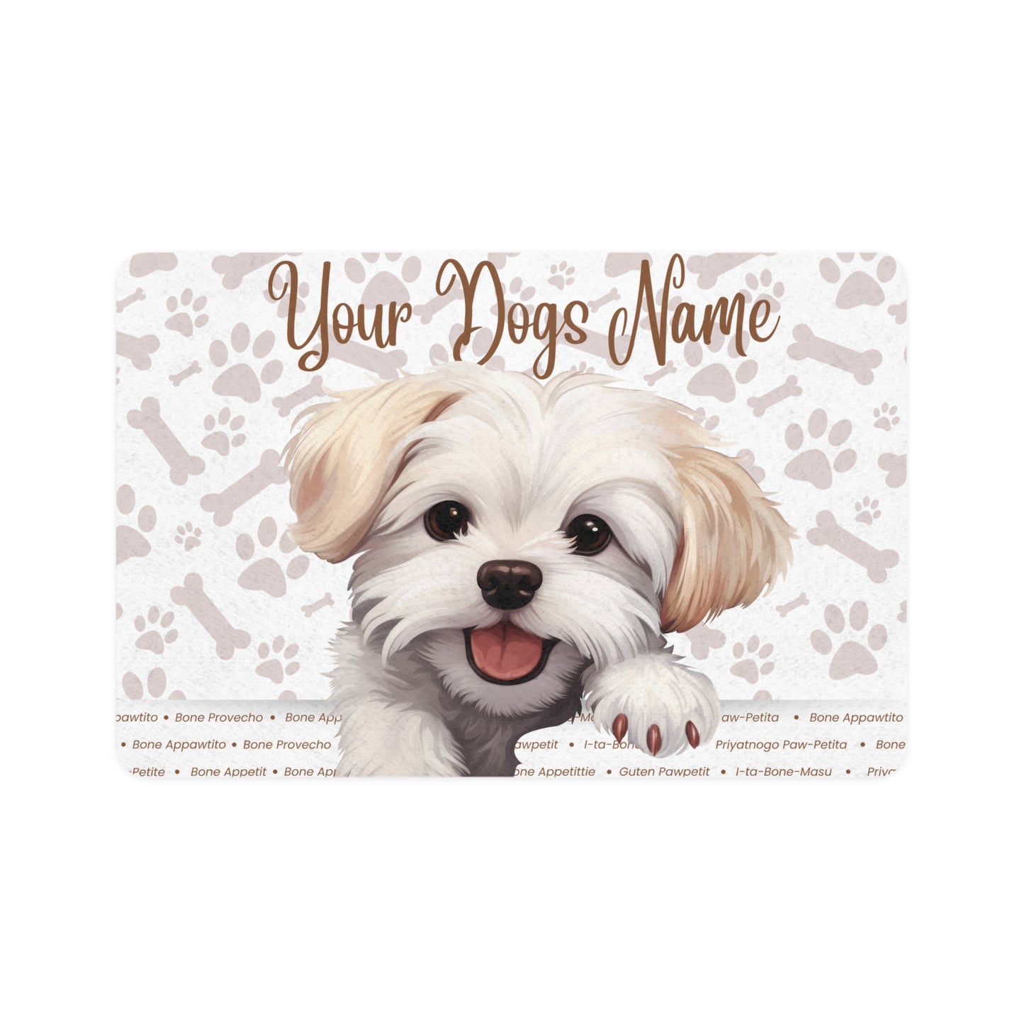 Maltese Personalized Pet Food Mat, Custom Dog Food Mat, Dog Feeding Mat, Cute Pet Mat, Dog Lovers Gift