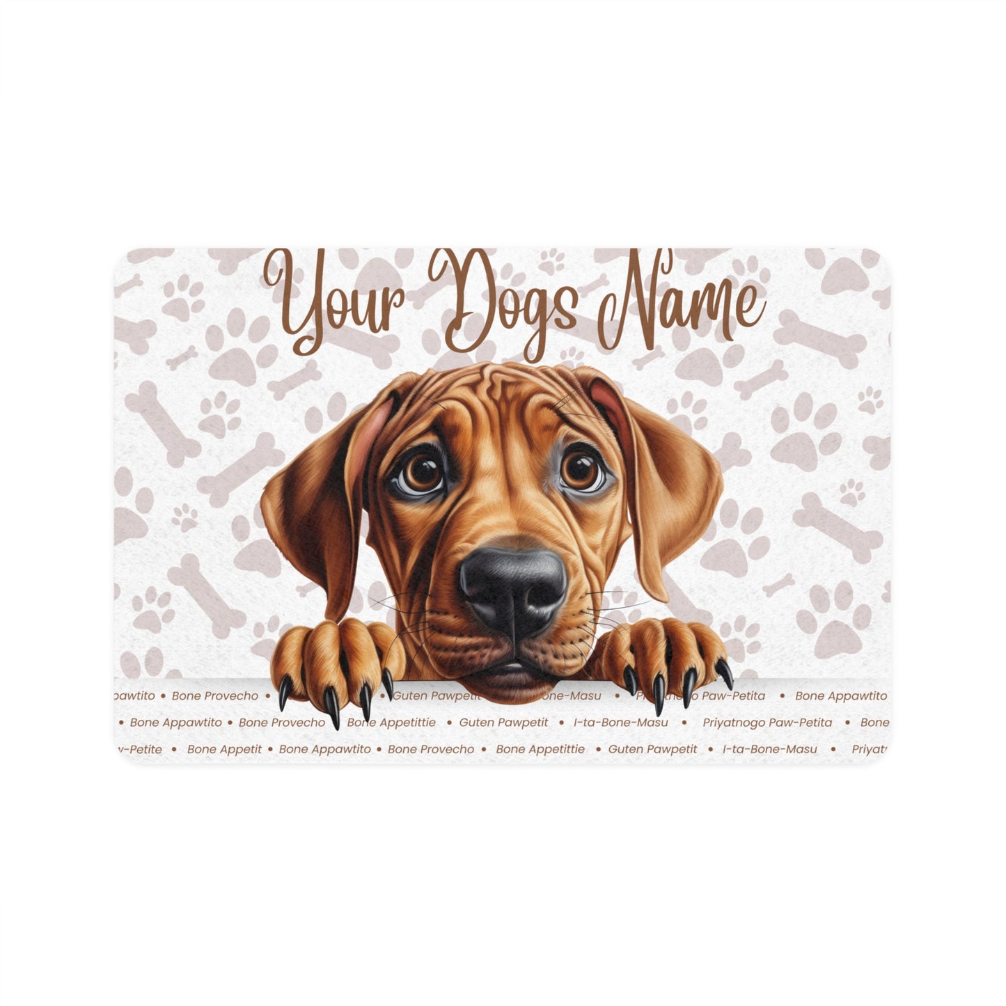 Rhodesian Ridgeback Personalized Pet Food Mat, Custom Dog Food Mat, Dog Feeding Mat, Cute Pet Mat, Dog Lovers Gift