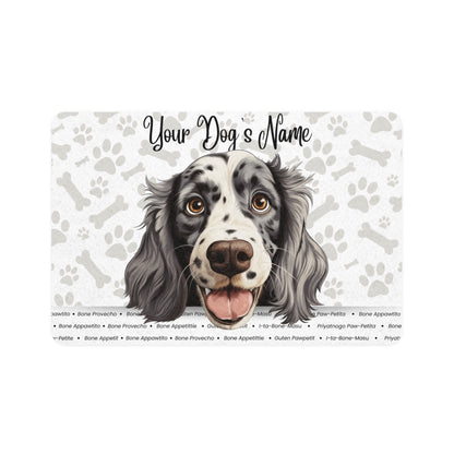 English Setter Personalized Pet Food Mat, Dog Feeding Mat, Custom Pet Bowl Mat, Dog Lover Gift, Dog Kitchen Decor, Animal Paw Print Design