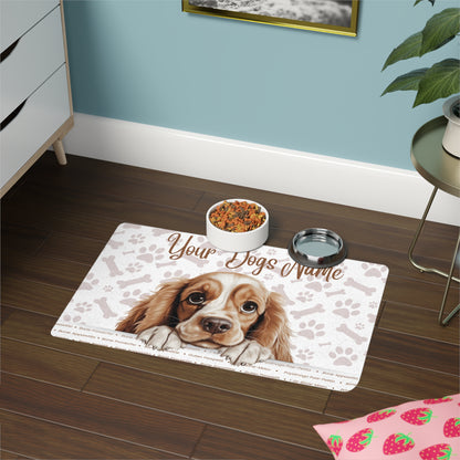 Cocker Spaniel Personalized Pet Food Mat for Dogs, Custom Dog Bowl Mat, Durable Non-Slip Pet Placemat, Unique Pet Accessory, Dog Name Gift