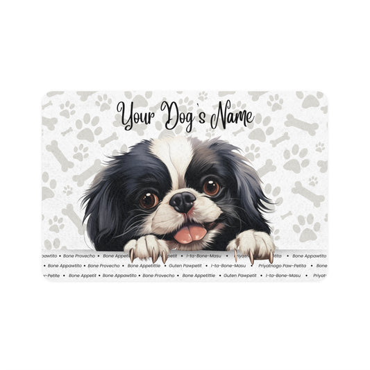 Japanese Chin  Personalized Pet Food Mat, Custom Dog Food Mat, Dog Feeding Mat, Cute Pet Mat, Dog Lovers Gift