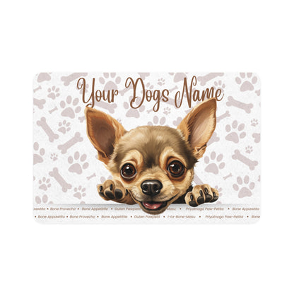 Chihuahua Personalized Pet Food Mat, Custom Dog Feeding Mat, Cute Dog Design, Pet Accessory, Housewarming Gift, Dog Owner Gift