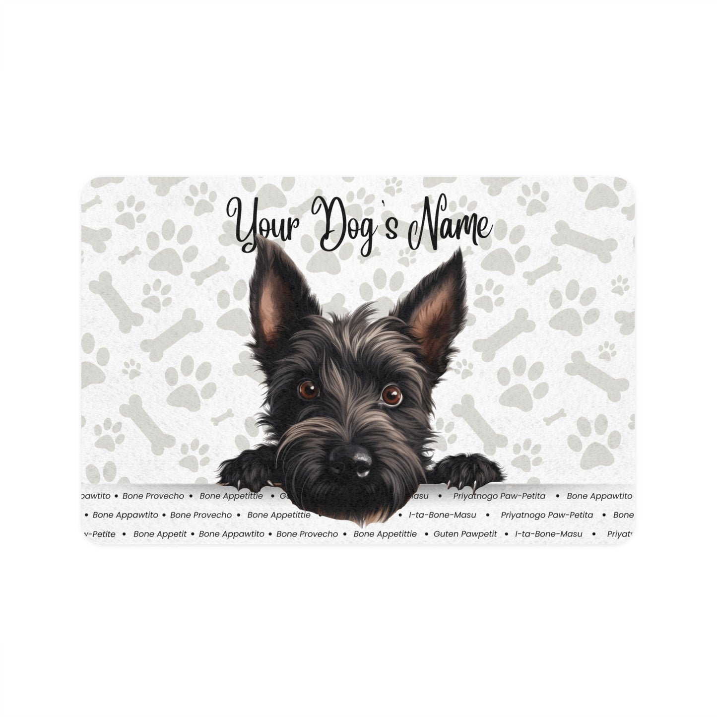 Scottish Terrier Personalized Pet Food Mat, Custom Dog Food Mat, Dog Feeding Mat, Cute Pet Mat, Dog Lovers Gift